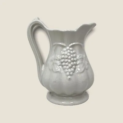 Vintage Red Cliff Grape Pattern Ironstone Pitcher Ivory Small • $14.90