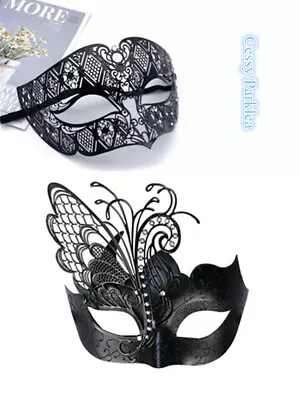 F23Luxury Couples Black Swan Metal Venetian Party Masquerade Masks W/ Rhinestone • $10.92