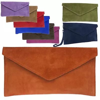 Women's Genuine Italian  Suede Leather Envelope Rebecca Clutch Bag/  Prom Party  • £15.99