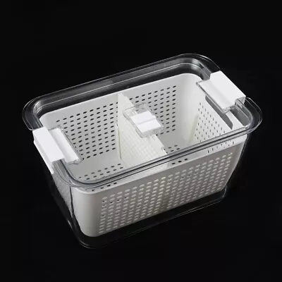 £9.94 • Buy 2 Layer Fridge Box Food Storage  Fruit Vegetable Holder Drainer Basket Container