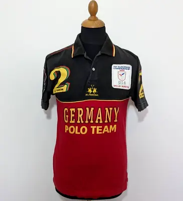 Vintage La Martina Germany Team Polo Shirt Size Sz.S FIP 2003 Cotton Red Black • $23.20