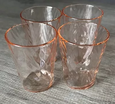 Vintage Set Of 4 Pink Depression Wavy Shot Glasses 2.25” Tall • $24.99