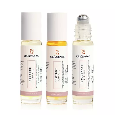 Naissance Liquid Lip Balm Trio - 3 X 10ml - Roll On Lip Oil Set - Natural • £9.99