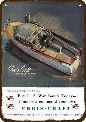 1944 CHRIS CRAFT EXPRESS CRUISER BOAT Vintage Look DECORATIVE REPLICA METAL SIGN • $24.99