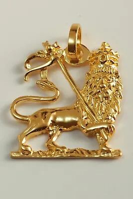 Lion Of Judah Pendant 925 Sterling Silver With Gold Plating Rastafari • $34