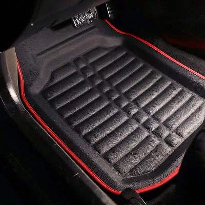 PU Leather Car Floor Mats Deep Tray No-Slip Waterproof Dustproof Black • $34.99