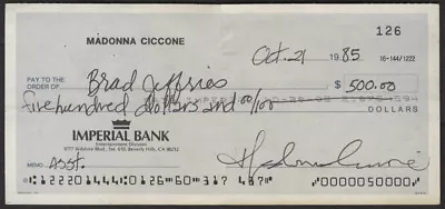 MADONNA Signed Cheque / Check - Pop Star Singer / Vocalist - Preprint • £5.99