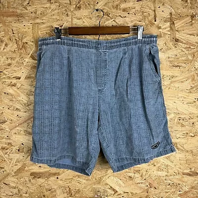 Ocean Pacific OP Shorts Mens Medium Vintage Surf Tiki Hawaiian Blue AOP • $19.95