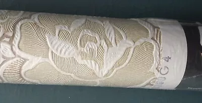 Vintage 1970s Crown Wallpaper Roll Floral Flowers Light Brown Taupe Cream UNUSED • £14.99