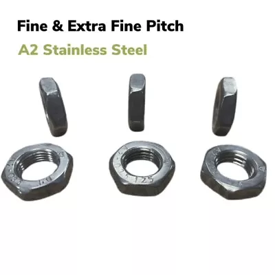 Fine Pitch Hexagon Half Thin Lock Nuts Metric A2 Stainless Thread Extra Fine • £2.95