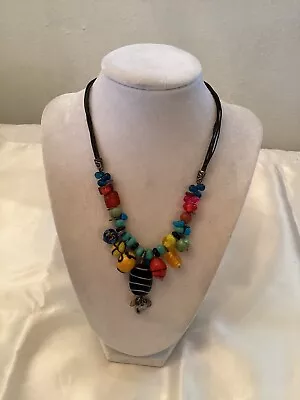 Chico’s Multi- Colored  Glass Beads Stone Necklace • $22.99