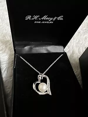 R.H Macy And Co Fine Jewelry's Silver Heart Pendant With Pearl  • $70