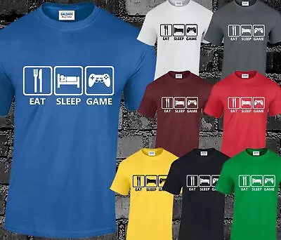 Eat Sleep Game Mens T Shirt Funny Design Gaming Pc Gamer Gift Present Gamer • £7.99