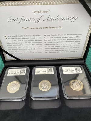 £35 • Buy 2016 Shakespeare BUNC 3x £2 Coins Set Datestamp Boxed With Coa