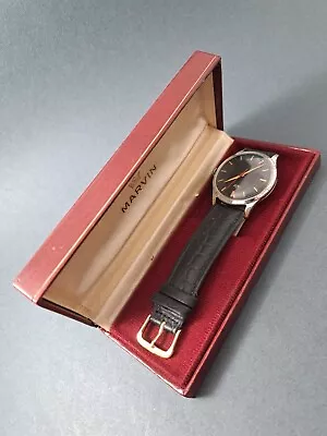 MARVIN Wrist Watch Black Dial Cal.560 15 Jwls Mens SWISS Vintage `60s Box • $120