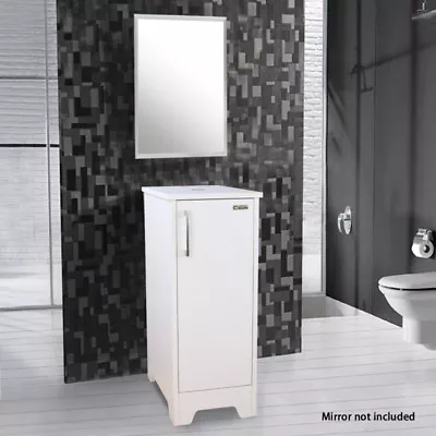 13  Small Bathroom Vanity Modern Cabinet Table Organizer MDF Top White Single • $109.99