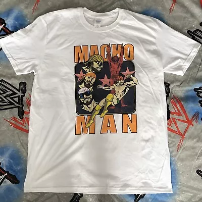 VTG Graphic Macho Man Randy T-Shirt WWF WWE WCW Stylized All White XL NWOT • $19.99