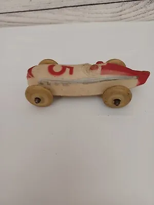 VTG SUN RUBBER Red White Streamline Speedway Boat Tail Racer Toy Race Car 1930s • $19.95