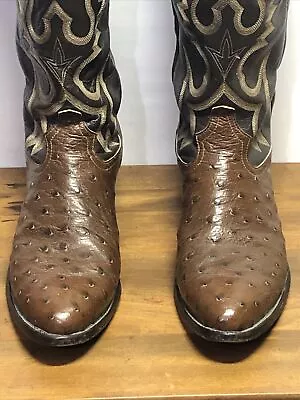 Tony Lama Boots 10.5D Men's Cowboy  Vamp Leather - Ostrich Top Leather- Goat • $179