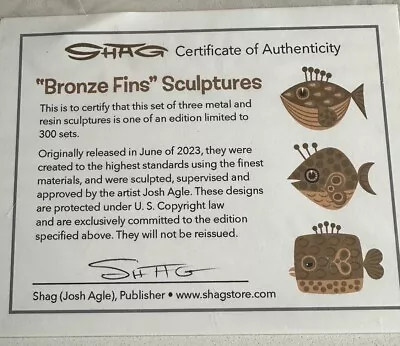 “Bronze Fins” Sculptures SHAG Josh Agle Limited Edition  Fish Sculptures NIB • $700