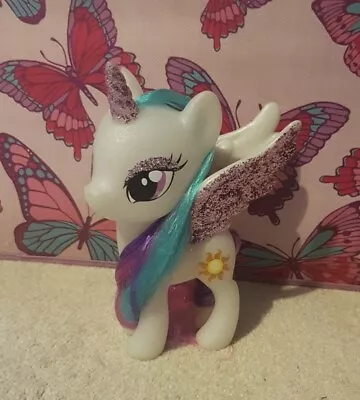 My Little Pony G4 6  Sparkling Princess Celestia With Glitter Wings & Eyeshadow • £9.50