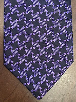 Ben Sherman Soho Purple Black Hand Made 100% Silk Men’s Neck Tie Made In Italy • $18.99