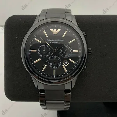 New Emporio Armani AR1452 Ceramica Analog Chronograph Black Dial Men's Watch • $106