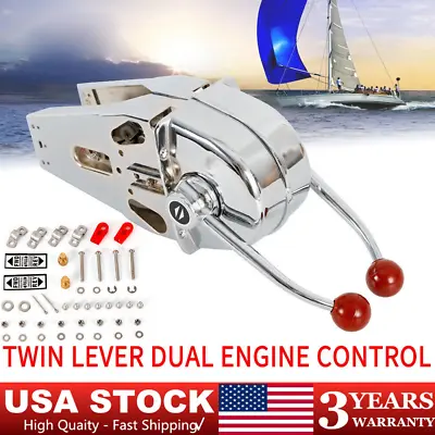 Throttle Control Boat Dual Control Lever Twin Lever Handle For Marine Engine NEW • $162