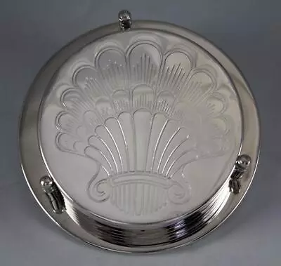 $16 • Buy Vtg Set Of 6 Silver Plated Metal Coasters W/Caddy/Stand Embossed Scallop Shell