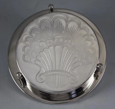 $16 • Buy Vtg Set Of 6 Silver Plated Metal Coasters W/Caddy/Stand Embossed Scallop Shell