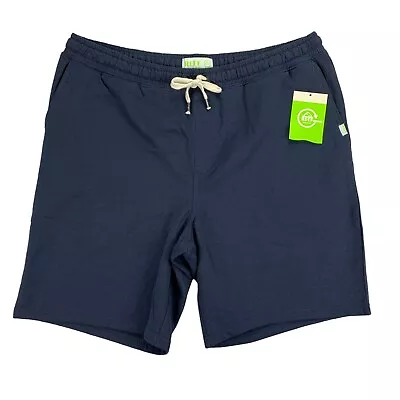 Reef Mens Wade French Terry Fleece Drawstring Shorts Navy Blue XL • $24.97