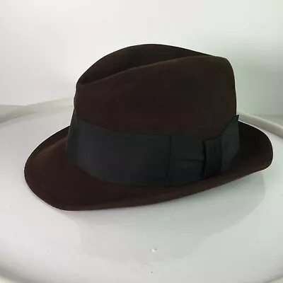 FEDORA Penney's Marathon XXXX Beaver Hand Felted Edge Dark Brown Size 7 1/8 Vtg • $96