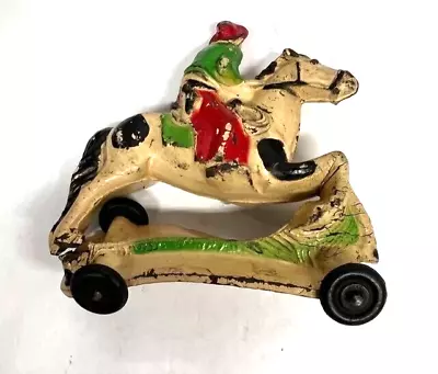 Vintage 1940's Rubber Horse W/ Rider On Wheels Arco-as Is-5  • $10