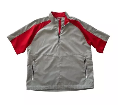 FJ FootJoy Pullover Men’s Grey Red Short Sleeve 1/2 Zip Sport Wind Shirt Golf • $16.10