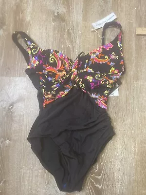 Miraclesuit Swimsuit 16 SANDRA D Underwire Floral Tropical Black Slimming NEW • $99.97