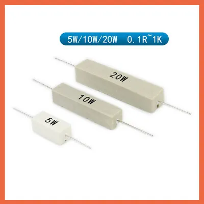 5/10/20 Watt Wire Wound Wirewound Cement Resistors Different Values Available • $1.89