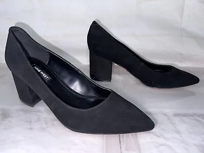 New $169 NINE WEST Jolanda Black Leather Heels Size 7 CURRENT STYLE #27735 • $49