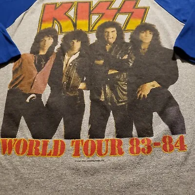 KISS Vintage 80's Concert Tour Raglan 1983 No Makeup Vinnie Vincent Eric Carr • $90