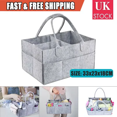 Baby Diaper Caddy Organizer Felt Changing Nappy Kids Storage Carrier Bag Grey UK • £6.35