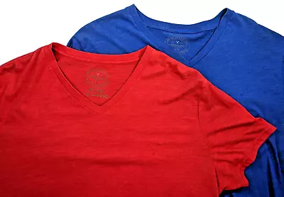 AE Legend Mens V Neck T-Shirts Size Large Lot Of 2 Red And Blue Soft Cotton • $9.99