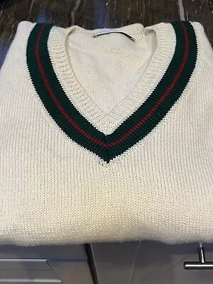 Vintage Grass Court Collection  V Neck  Knit Tennis Cricket Sweater Large • $49.99