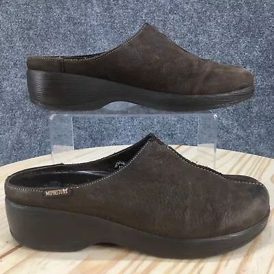 Mephisto Shoes Womens 8 Mule Clogs Brown Leather Split Top Slip On Comfort • $17.04