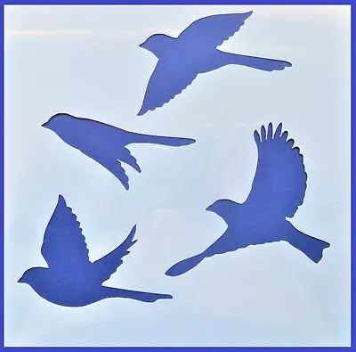 Flexible Stencil *FLYING BIRDS* Sparrow Swift Swallow Card Making 14cm X 14cm • $5.50