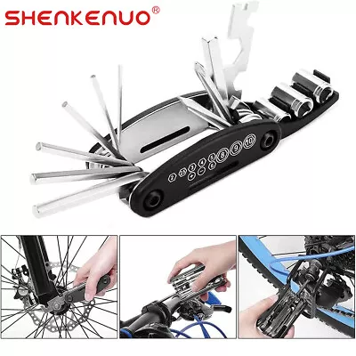 Bicycle Multi Function 16 In 1 Cycling Mechanic Repair Tool Bike Pocket Fold New • $12.99