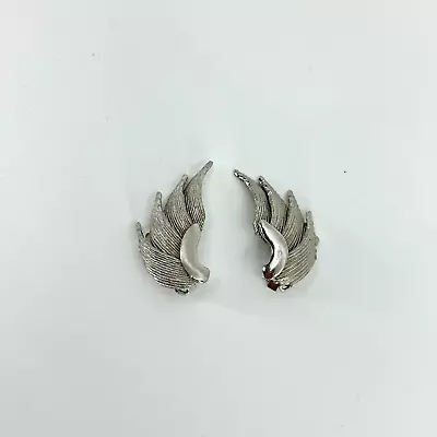 VTG Hargo Earrings Wings Fan Silver Tone Clip On HAR Creations New York • $17.46