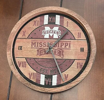 Vintage MISSISSIPPI STATE Wood Wall Clock 12” Battery • $12