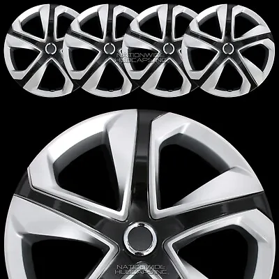 $59.99 • Buy 16  Set Of 4 Silver Black Wheel Covers Snap On Hub Caps Fit R16 Tire & Steel Rim