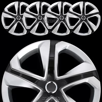 16  Set Of 4 Silver Black Wheel Covers Snap On Hub Caps Fit R16 Tire & Steel Rim • $59.99