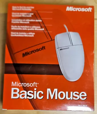 Vintage MICROSOFT Basic Mouse 1.0 PS/2 Windows 98 2000 Computer Wired New Sealed • $25.44