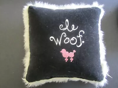 Small Decorative French Poodle Dog Pillow Le Woof Black Velvet By Leyla's 9  • $24.99